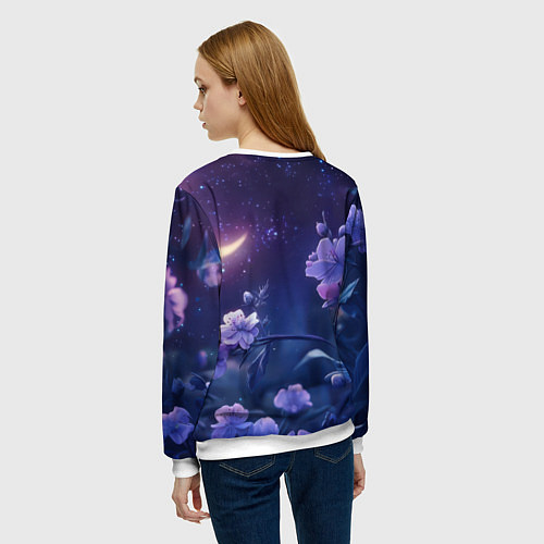 Женский свитшот Сова и ночное небо / 3D-Белый – фото 4