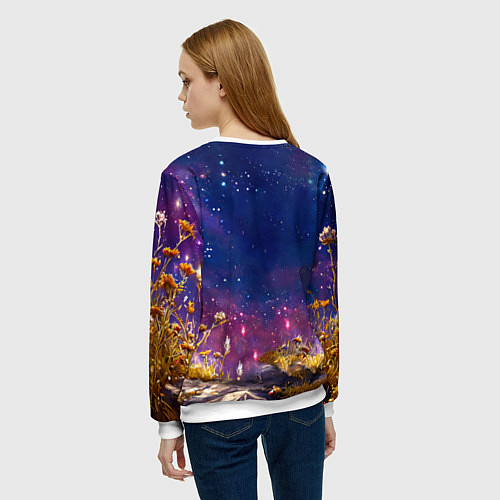 Женский свитшот Морская свинка в космосе / 3D-Белый – фото 4