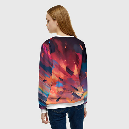 Женский свитшот Аниме девушка и ветер / 3D-Белый – фото 4