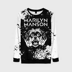 Свитшот женский Marilyn Manson рок пес, цвет: 3D-черный