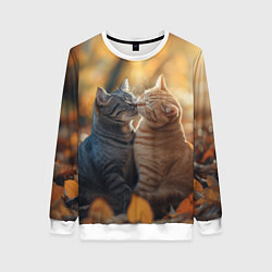 Свитшот женский Кот и кошка целуются, цвет: 3D-белый