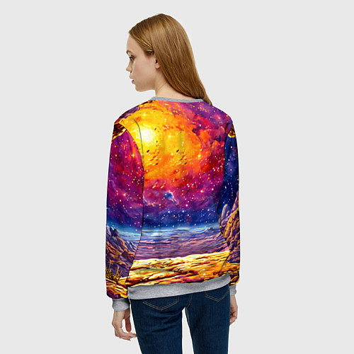Женский свитшот Сурикат и космическое небо / 3D-Меланж – фото 4