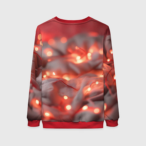 Женский свитшот Кошечка с сердечком и с гирляндой / 3D-Красный – фото 2