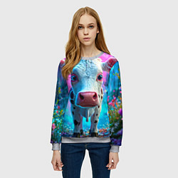 Свитшот женский Коровка в сказочном лесу, цвет: 3D-меланж — фото 2