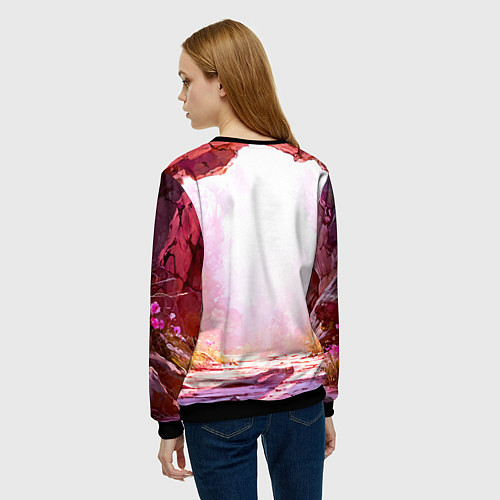 Женский свитшот Осел в розовом свете / 3D-Черный – фото 4