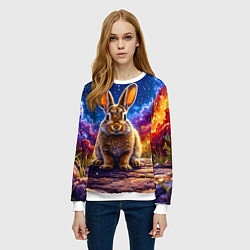 Свитшот женский Зачик и космическое небо, цвет: 3D-белый — фото 2