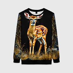 Свитшот женский Олень в ночи, цвет: 3D-черный