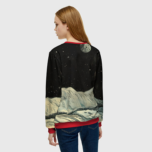 Женский свитшот Черный волк и белая волчица / 3D-Красный – фото 4