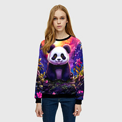 Свитшот женский Панда и космическое небо, цвет: 3D-черный — фото 2