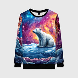 Свитшот женский Белый медведь и звездное небо, цвет: 3D-черный