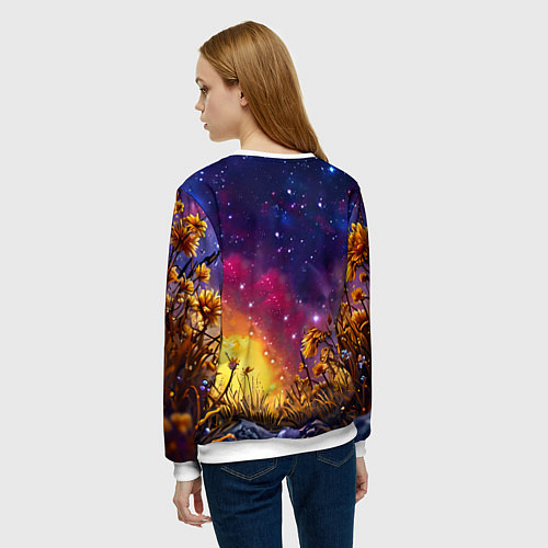 Женский свитшот Песец в звездную ночь / 3D-Белый – фото 4