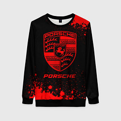 Свитшот женский Porsche - red gradient, цвет: 3D-черный