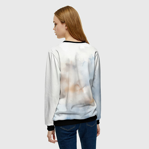 Женский свитшот Русский солдат и синий герб РФ / 3D-Черный – фото 4