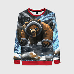 Свитшот женский Злой русский медведь, цвет: 3D-красный