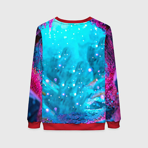 Женский свитшот Белый розовый медведь / 3D-Красный – фото 2