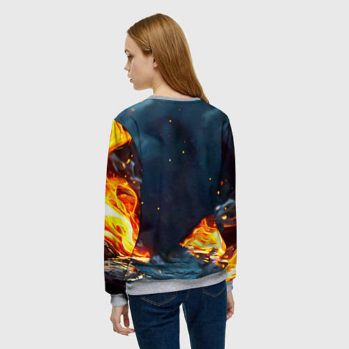 Женский свитшот Выдра в огне / 3D-Меланж – фото 4