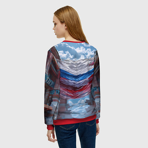 Женский свитшот Военный медведь в доспехах / 3D-Красный – фото 4