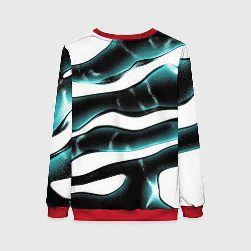Женский свитшот Абстрактный черно-зеленый камуфляж / 3D-Красный – фото 2