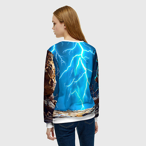 Женский свитшот Верблюд и удар молнии / 3D-Белый – фото 4