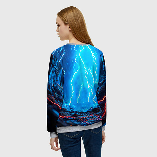 Женский свитшот Лось и молния / 3D-Меланж – фото 4