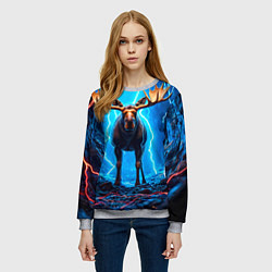 Свитшот женский Лось и молния, цвет: 3D-меланж — фото 2