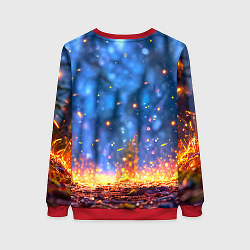 Женский свитшот Лосенок в лесу / 3D-Красный – фото 2