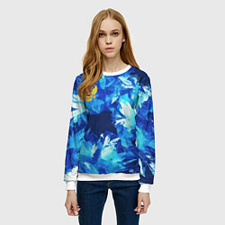Свитшот женский Синий узорный камуфляж, цвет: 3D-белый — фото 2