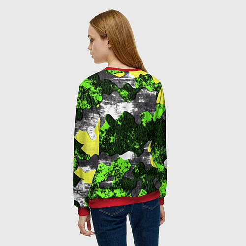 Женский свитшот Камуфляж из брызг краски / 3D-Красный – фото 4