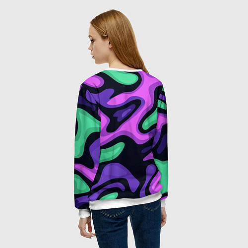 Женский свитшот Разноцветный эмоциональный камуфлляж / 3D-Белый – фото 4