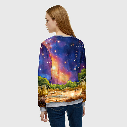 Женский свитшот Зебра в звездную ночь / 3D-Меланж – фото 4