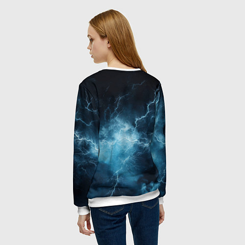 Женский свитшот Kingdom Come Deliverance 2 синие молнии / 3D-Белый – фото 4