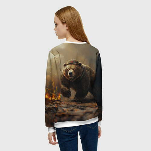 Женский свитшот Русский бурый медведь / 3D-Белый – фото 4