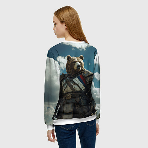 Женский свитшот Бурый русский медведь / 3D-Белый – фото 4