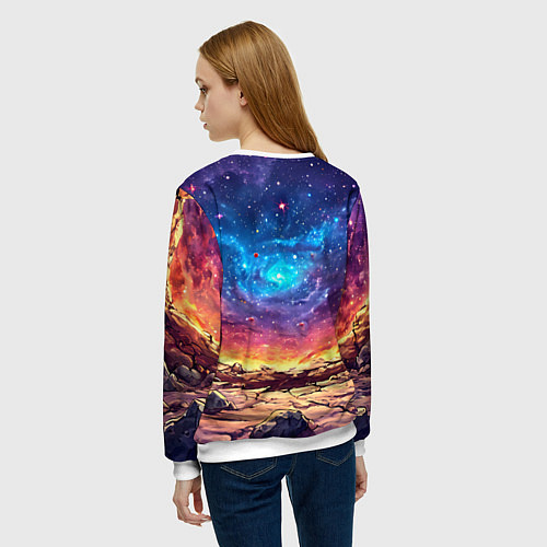 Женский свитшот Краб смотрит в космос / 3D-Белый – фото 4