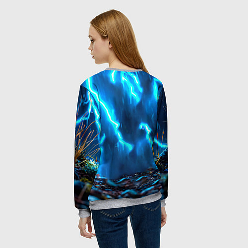 Женский свитшот Заяц в разрядах молний / 3D-Меланж – фото 4