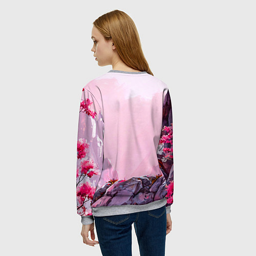 Женский свитшот Козлик в розовом свете / 3D-Меланж – фото 4