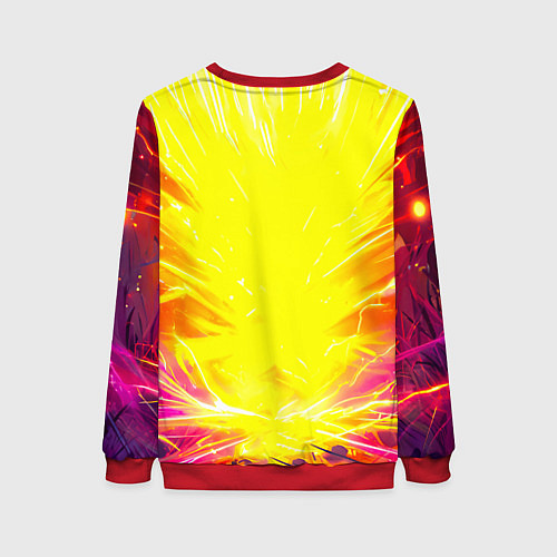 Женский свитшот Жирафик в желтых искрах / 3D-Красный – фото 2