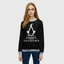 Свитшот женский Assassins creed shadows - монохромный, цвет: 3D-меланж — фото 2