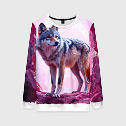Женский свитшот Волк в розовом