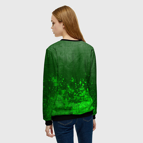 Женский свитшот One Piece - green gradient посередине / 3D-Черный – фото 4