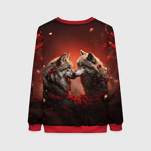 Женский свитшот Волчья любовь / 3D-Красный – фото 2