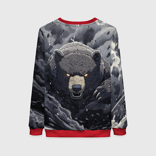 Женский свитшот Защитник славянских земель - медведь / 3D-Красный – фото 2