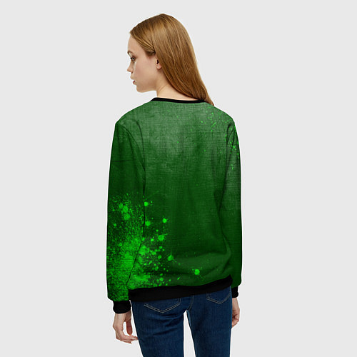 Женский свитшот Among Us - green gradient вертикально / 3D-Черный – фото 4