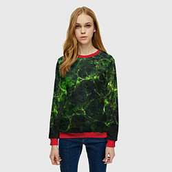 Свитшот женский Зеленая ядовитая текстура, цвет: 3D-красный — фото 2