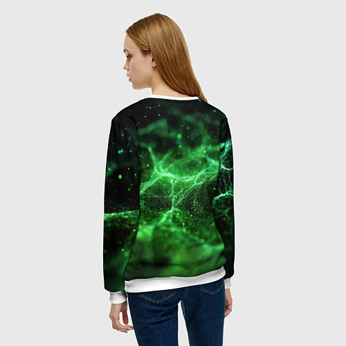 Женский свитшот Зеленая связь текстура / 3D-Белый – фото 4