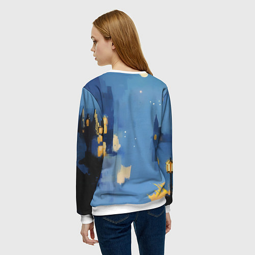 Женский свитшот Гарри Поттер рисунок акварелью / 3D-Белый – фото 4