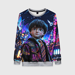 Свитшот женский Гарри Поттер и мегаполис, цвет: 3D-меланж