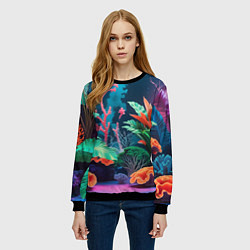 Свитшот женский Морские растения, цвет: 3D-черный — фото 2