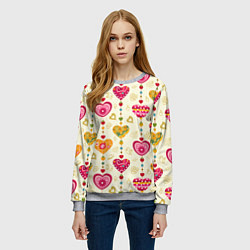 Свитшот женский Сердечки подборка, цвет: 3D-меланж — фото 2