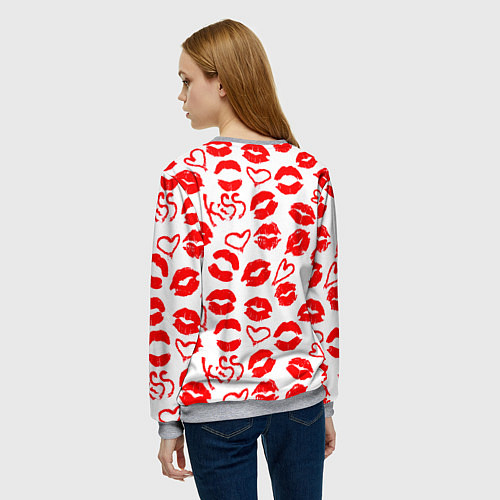 Женский свитшот Губы и сердца / 3D-Меланж – фото 4